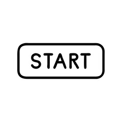 Obraz premium Start button icon in minimal black line style on white background