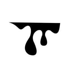Black dripping oil stain, liquid drop or paint ink vector silhouette