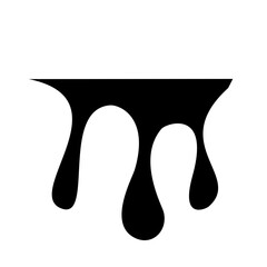 Black dripping oil stain, liquid drop or paint ink vector silhouette