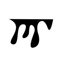 Black dripping oil stain, liquid drop or paint ink vector silhouette