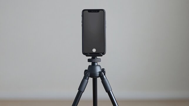 Smartphone poised on tripod for steady capture