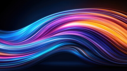 Colorful light waves flowing across a dark background