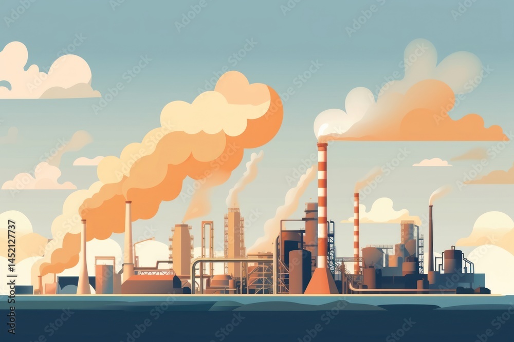 Canvas Prints factory architecture pollution refinery.