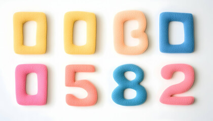 Naklejka premium Colorful numbers and letters clay shapes