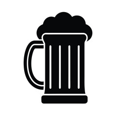 Beer Mug Stencil Icon Silhouette Vector Illustration