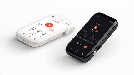 Health tracker devices with white background.
