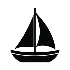Boat Sail Stencil Icon Silhouette Vector Illustration