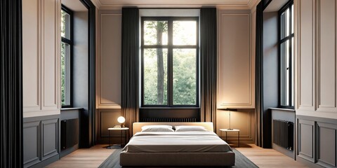 Modern Minimalist Bedroom with Large Windows and Natural Light