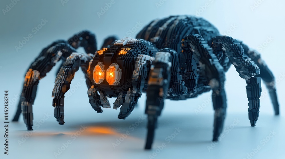 Wall mural sinister mechanical spider with gleaming eyes and an ominous foreboding presence conveying a sense o
