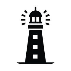 Lighthouse Beacon Stencil Icon Silhouette Vector Illustration
