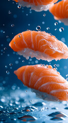 Food photography close-up of sushi preparation in a culinary art setting