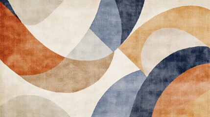 Abstract art, curved shapes, earthy tones, textured background, wall art