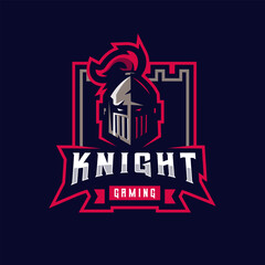 Knight in castle gaming logo