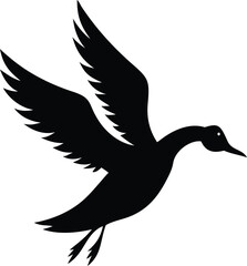 Obraz premium Set of Four Black Silhouettes of Flying Birds in Different Poses 