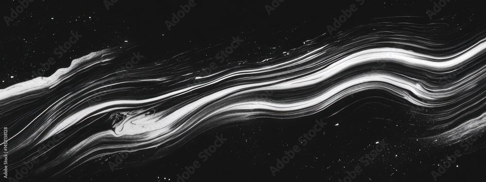 Poster Abstract monochrome wave patterns create a unique visual texture reminiscent of moving water in an artistic display