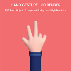 3D Rendered Hand Gesture Pointing with Three Fingers