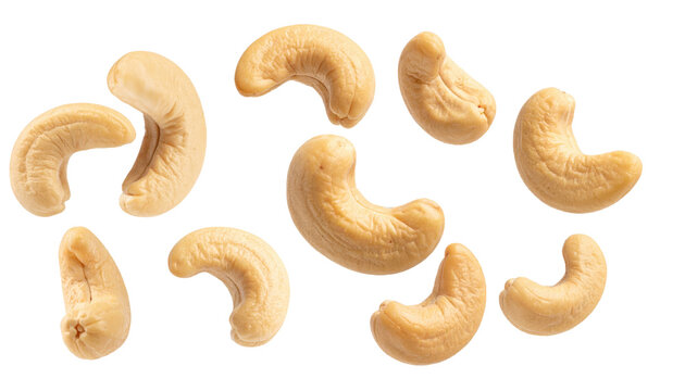 Flying Delicious Cashew Nuts with Transparent Cut Out 