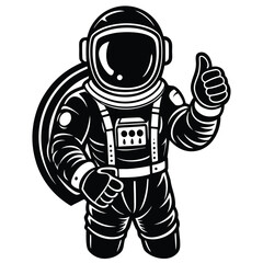 Astronaut vector silhouette illustration Astronaut giving thumbs up