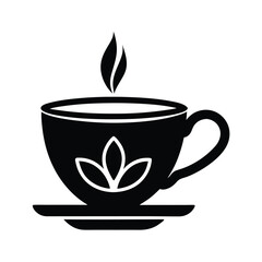 tea cup stencil icon silhouette vector illustration icon