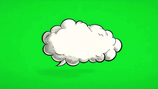 Thought bubble style speech dialogue Animation cartoon blank text space video isolated on green screen. Thought style talk sign symbol with green screen template for explanation and storyboard videos.