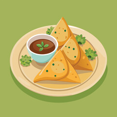 Delicious Samosa Meal Snacks Icon Sign Design Vector