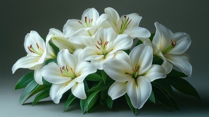 Fototapeta premium Elegant Bouquet of White Lilies: A Stunning Floral Display