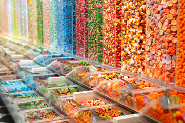Colorful candies at the candy shop