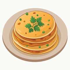 Vector illustration, Chapati, or Indian flatbread, 