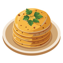 Vector illustration, Chapati, or Indian flatbread, 