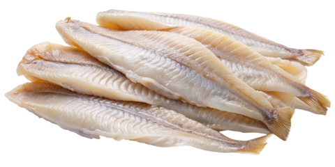 A closeup image shows a pile of fresh raw cod fillets ready to cook