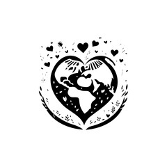 Global affinity: A heart-shaped earth illustration promoting environmental responsibility
