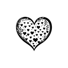 Elegant heart silhouette with intricate floral details and small hearts filling