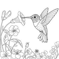 vector illustration of a bird and flower