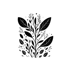 Elegant botanical illustration with decorative leaves, embodying natural simplicity