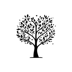 Stylized Tree Silhouette Illustration on White Backdrop for Creative Designs