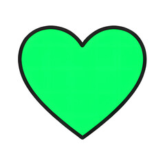 neon green heart isolated icon, symbol, web sticker for love, like, approve, life white background
