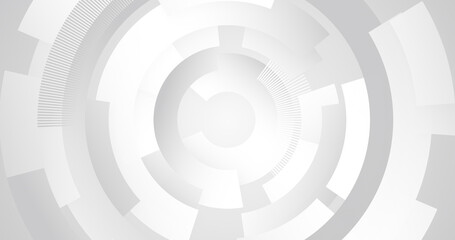 Minimal white grey elegant 3d circles. Abstract circular illustration with diagonal stripes. Linear radial gradient smooth soft shadow. Blank luxury business lines cover. Striped halftone pattern