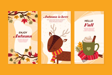 Autumn Instagram Banners Leaves Deer Coffee Cup