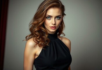 Naklejka premium Glamorous woman in evening gown