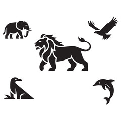 Animals logos collection. Animal logo set. Isolated on White background