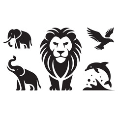 Animals logos collection. Animal logo set. Isolated on White background