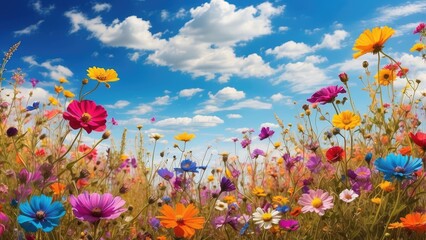 "Summer Wildflower Meadow &ndash; Panoramic Floral Background"