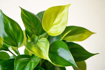 Obraz premium Close-up view of vibrant green and yellow houseplant leaves.
