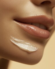 Obraz premium Luxury antiaging cream for smile lines in warm gold