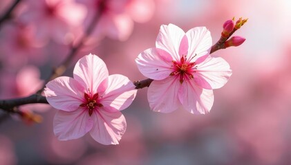 Obraz premium Delicate pink sakura blossoms, full bloom, soft petals , design, sakura, nature