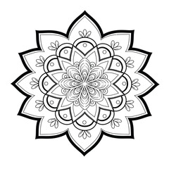 mandala design for coloring book, relaxing and easy mandala art for tattoo design, vector mandala design
