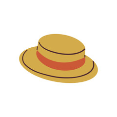 Women's summer hat vector illustration. Beach headgear on white background.