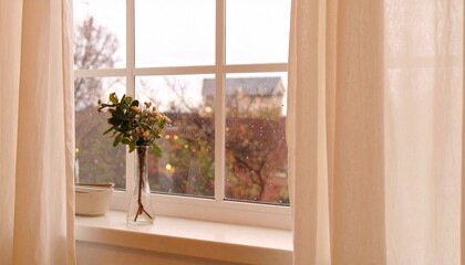 Fototapeta premium 美しい観葉植物、明るい窓辺