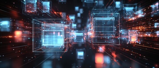 Fototapeta na wymiar Digital file management system showing futuristic software and organized folder structure for corporate use 