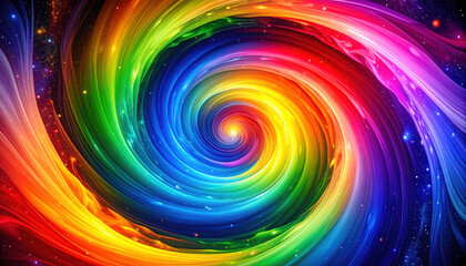 Vibrant Swirling Color Spectrum in Abstract Space Background